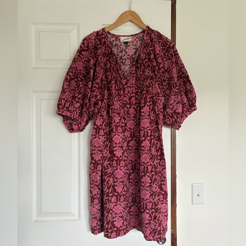 Universal Thread Pink and Red Floral Midi/mini Dress 100% cotton